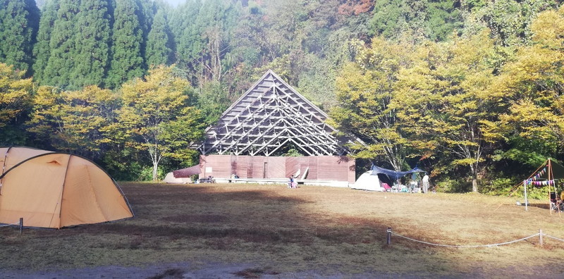 ステージがある福岡の岩屋キャンプ場
